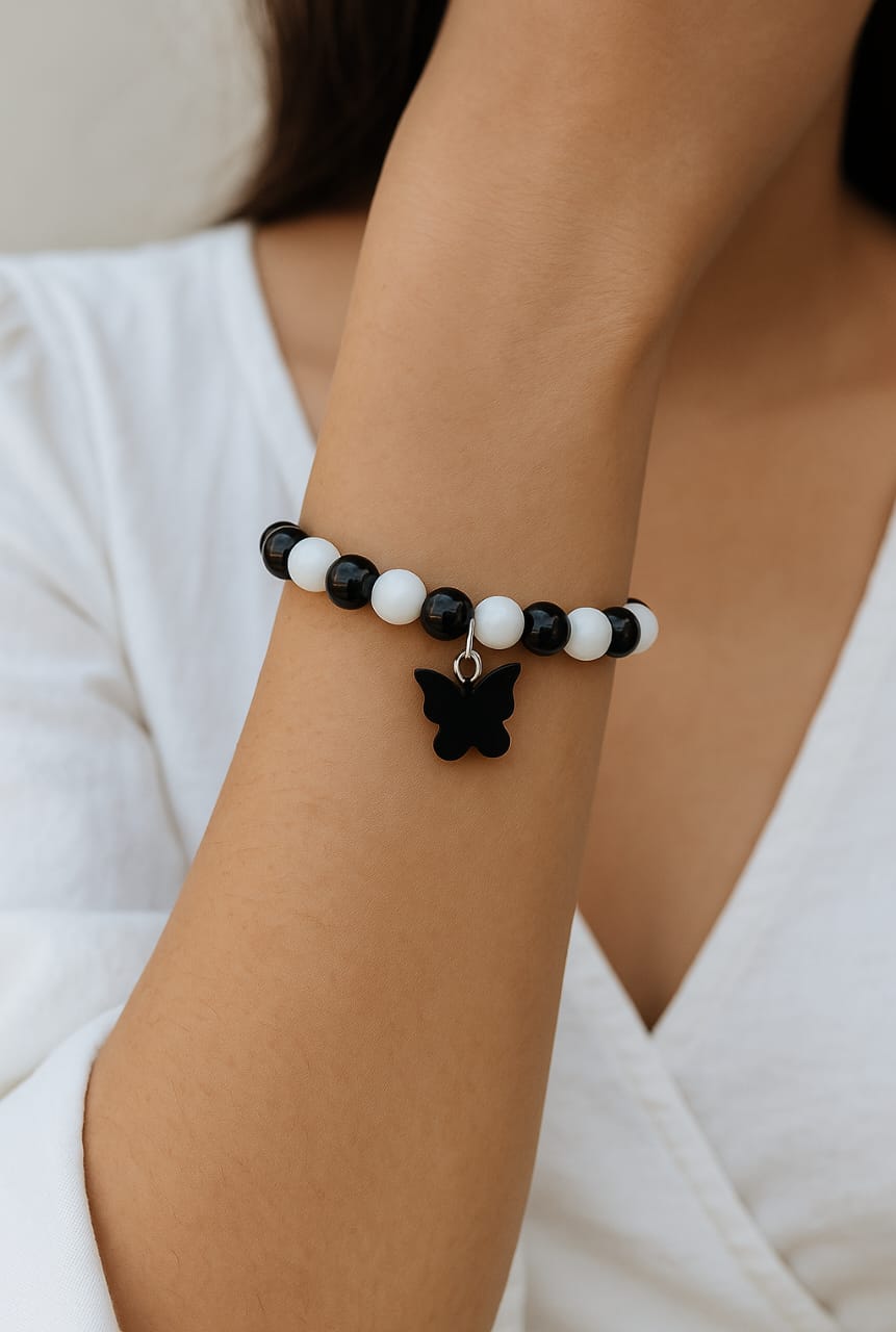 Noir Papillon Beaded Bracelet