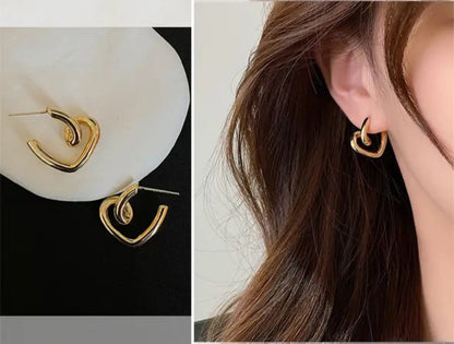 Golden Heart Hoop Earrings