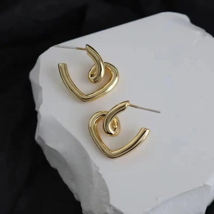 Golden Heart Hoop Earrings