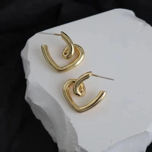 Golden Heart Hoop Earrings