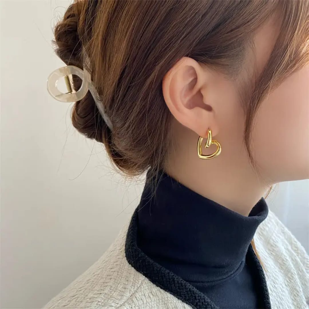 Golden Heart Hoop Earrings