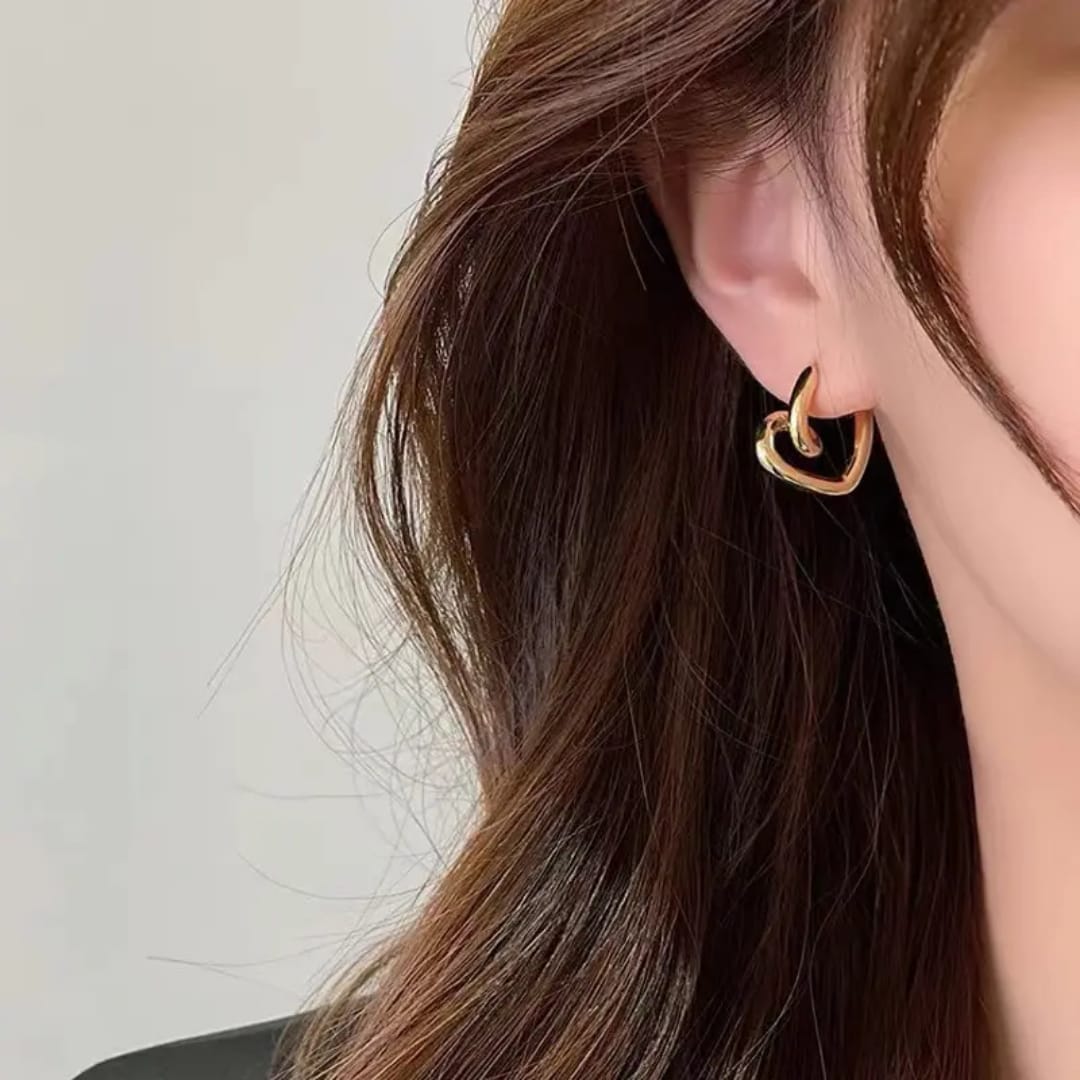 Golden Heart Hoop Earrings
