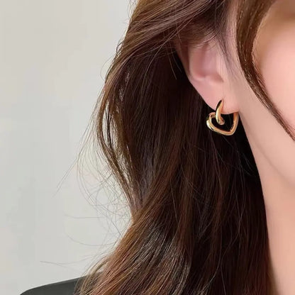 Golden Heart Hoop Earrings