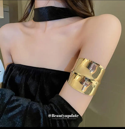 Wide Gold Statement Bracelet