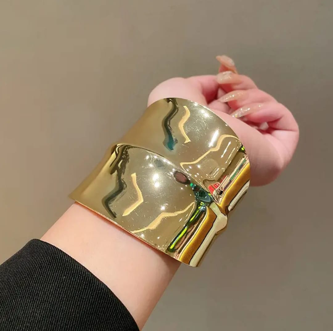 Wide Gold Statement Bracelet