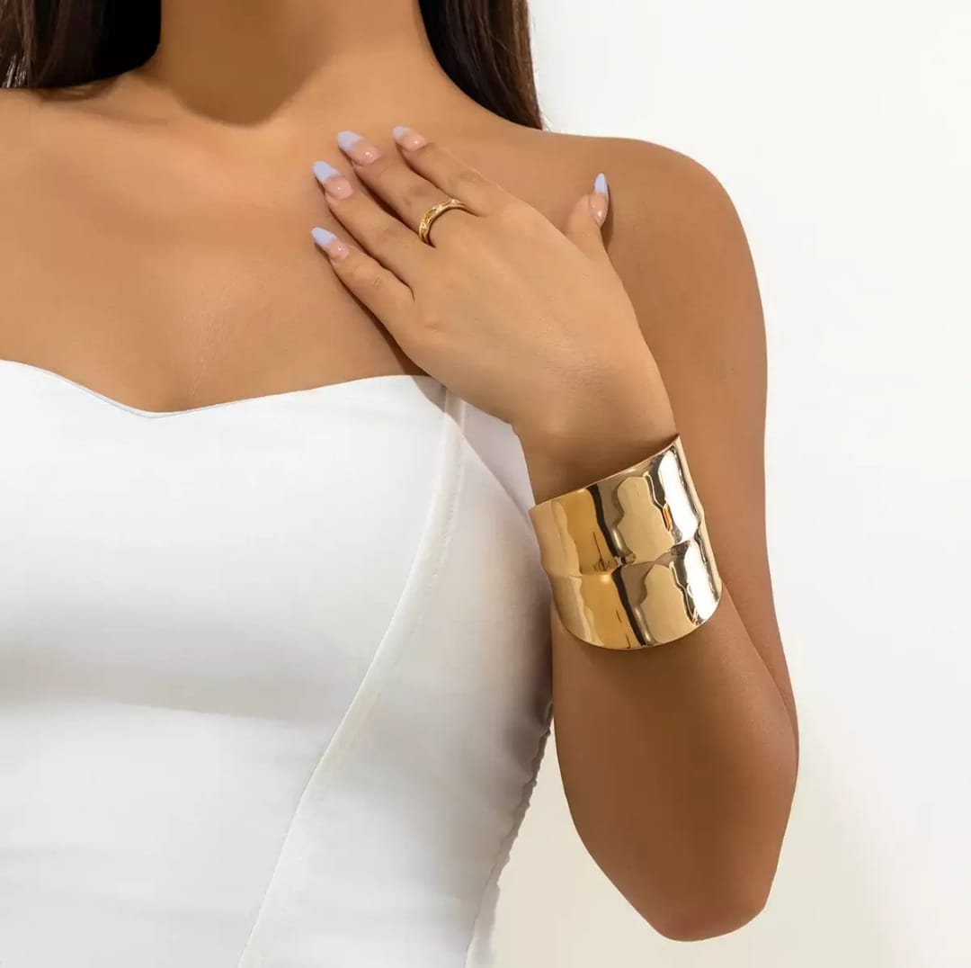 Wide Gold Statement Bracelet