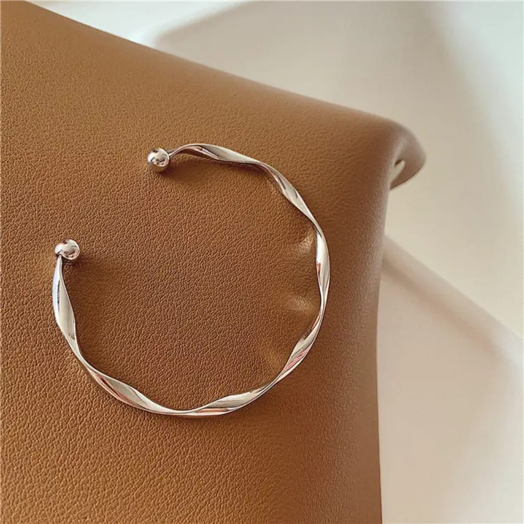 Twisted Silver Elegance Bangle