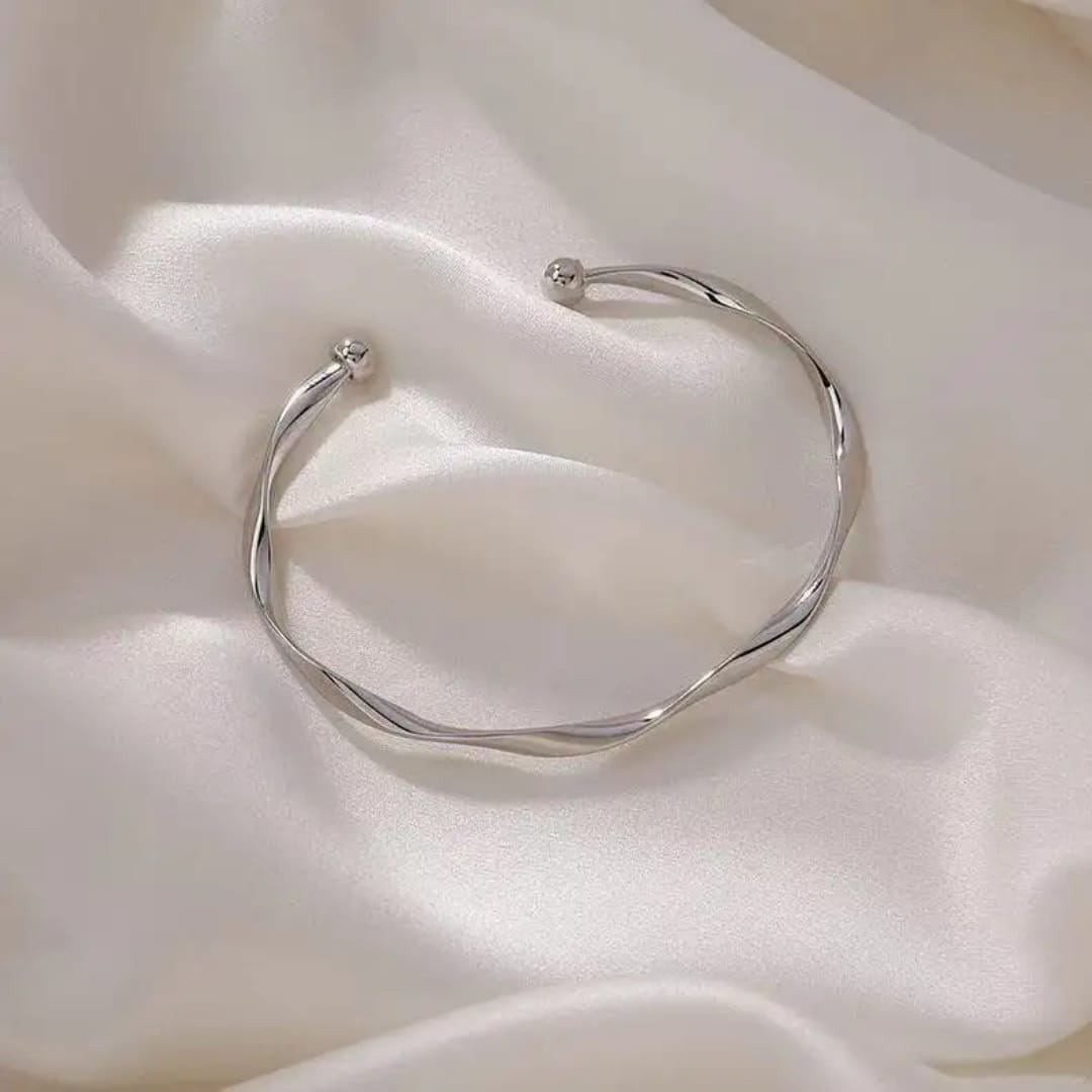 Twisted Silver Elegance Bangle