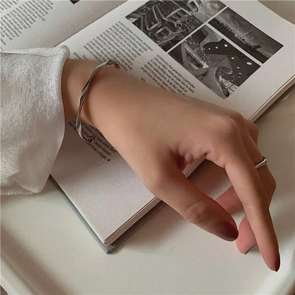 Twisted Silver Elegance Bangle