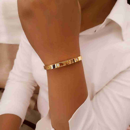 Gem-Embellished Gold Bangle