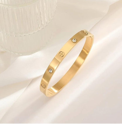 Gem-Embellished Gold Bangle
