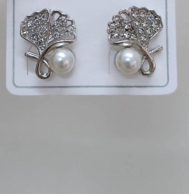 Crystal Bloom Pearl Drop Earrings