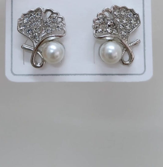 Crystal Bloom Pearl Drop Earrings