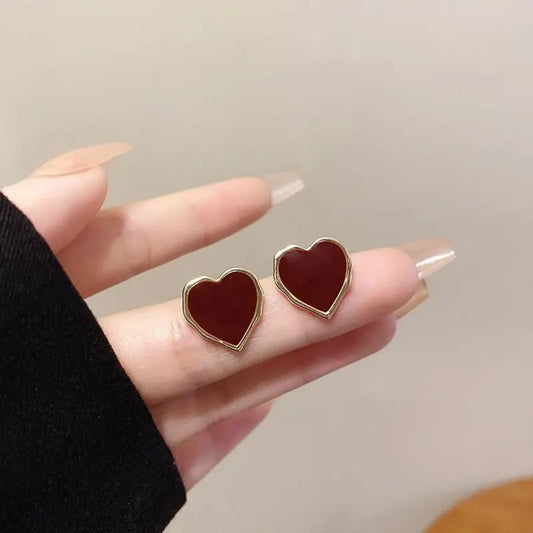 Crimson Heart Statement Earrings