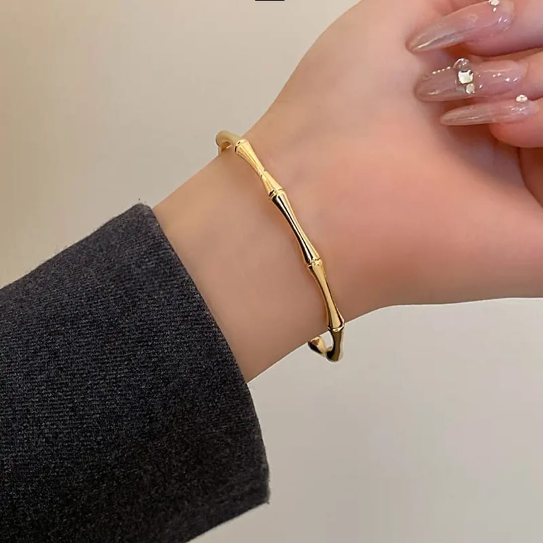 Bamboo-Inspired Gold Bracelet