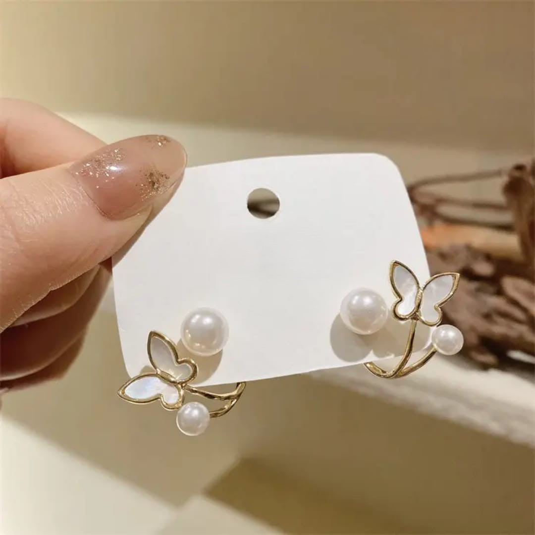 Butterfly Pearl Drop Earrings
