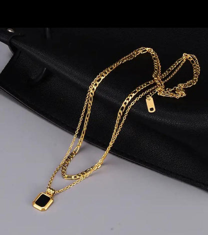 Onyx Layered Chain Necklace