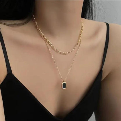 Onyx Layered Chain Necklace