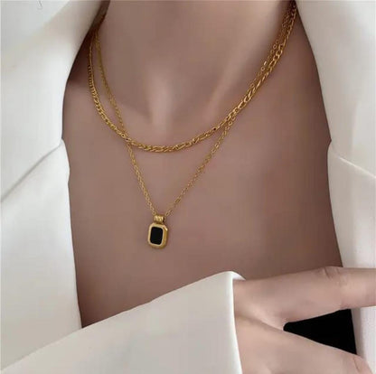 Onyx Layered Chain Necklace
