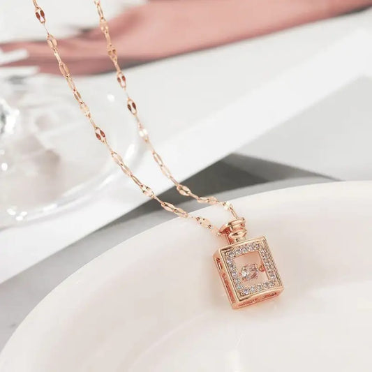 Rosé Essence Pendant Necklace – Crystal & Charm