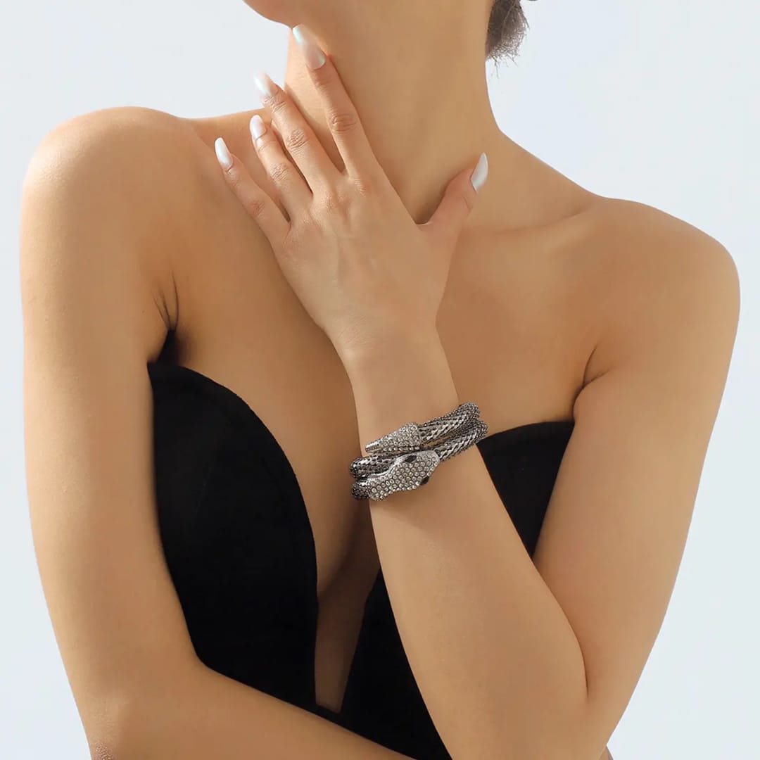 Serpent Luxe Cuff – Crystal Metal