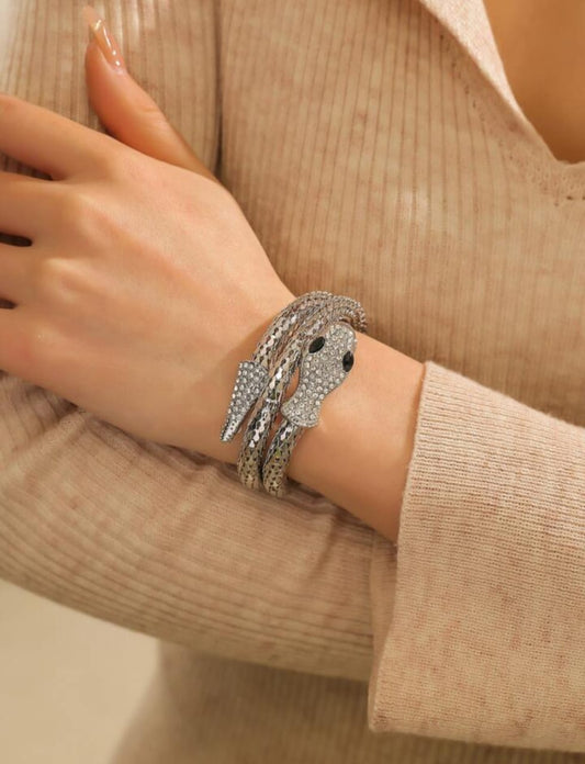 Serpent Luxe Cuff – Crystal Metal