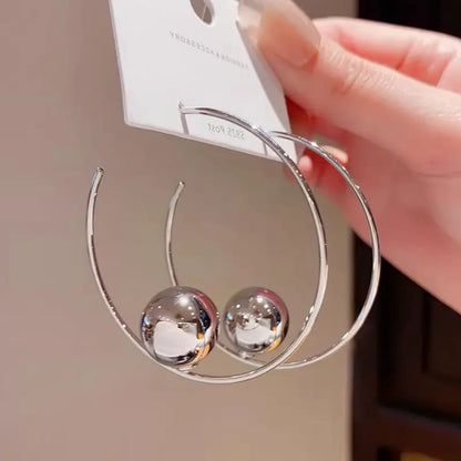 Silver Orb Hoop Earrings