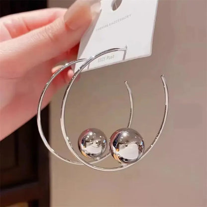 Silver Orb Hoop Earrings