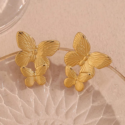 Golden Butterfly Statement Earrings