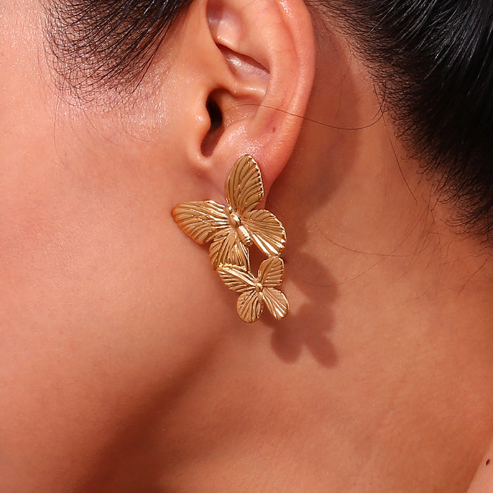 Golden Butterfly Statement Earrings