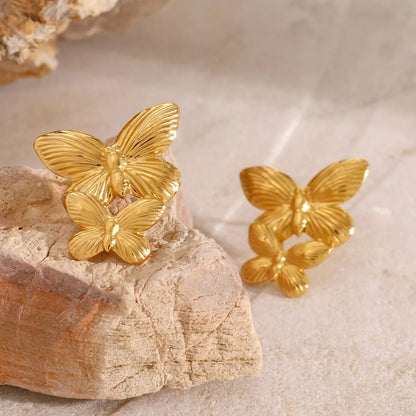 Golden Butterfly Statement Earrings
