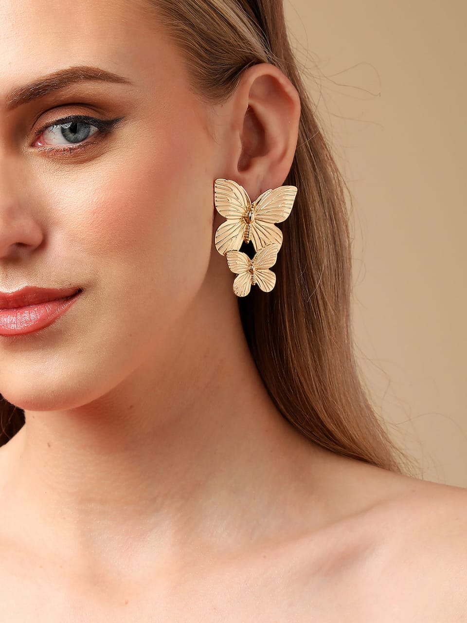Golden Butterfly Statement Earrings