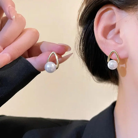 Elegant Pearl & Gold Drop Earrings