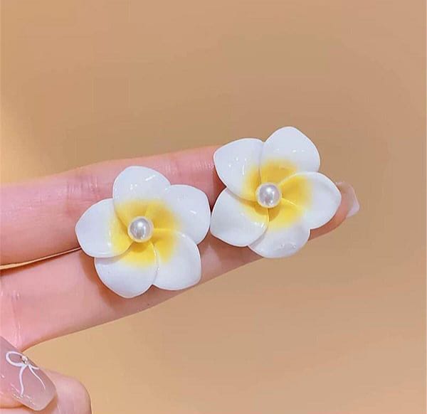 Plumeria Pearl Earrings