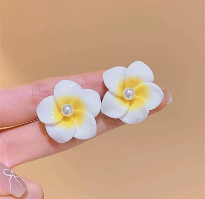 Plumeria Pearl Earrings