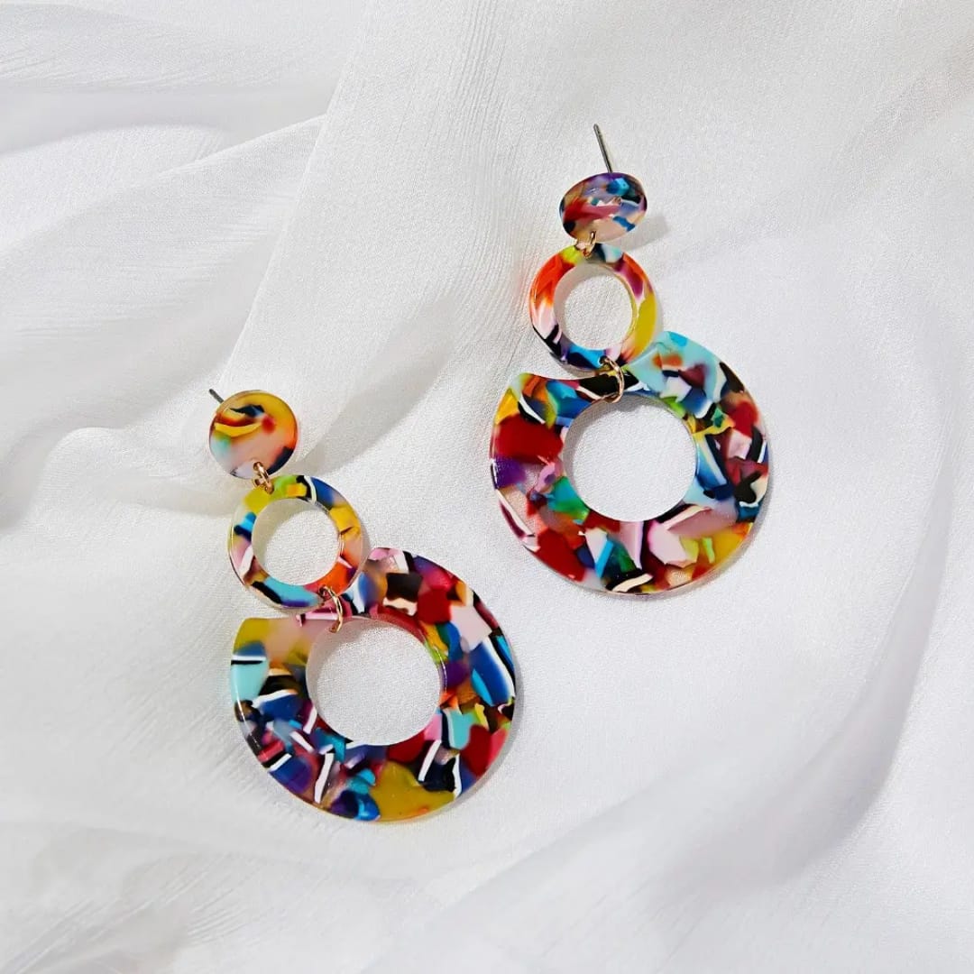 Multicolor Ring Cascade Earrings