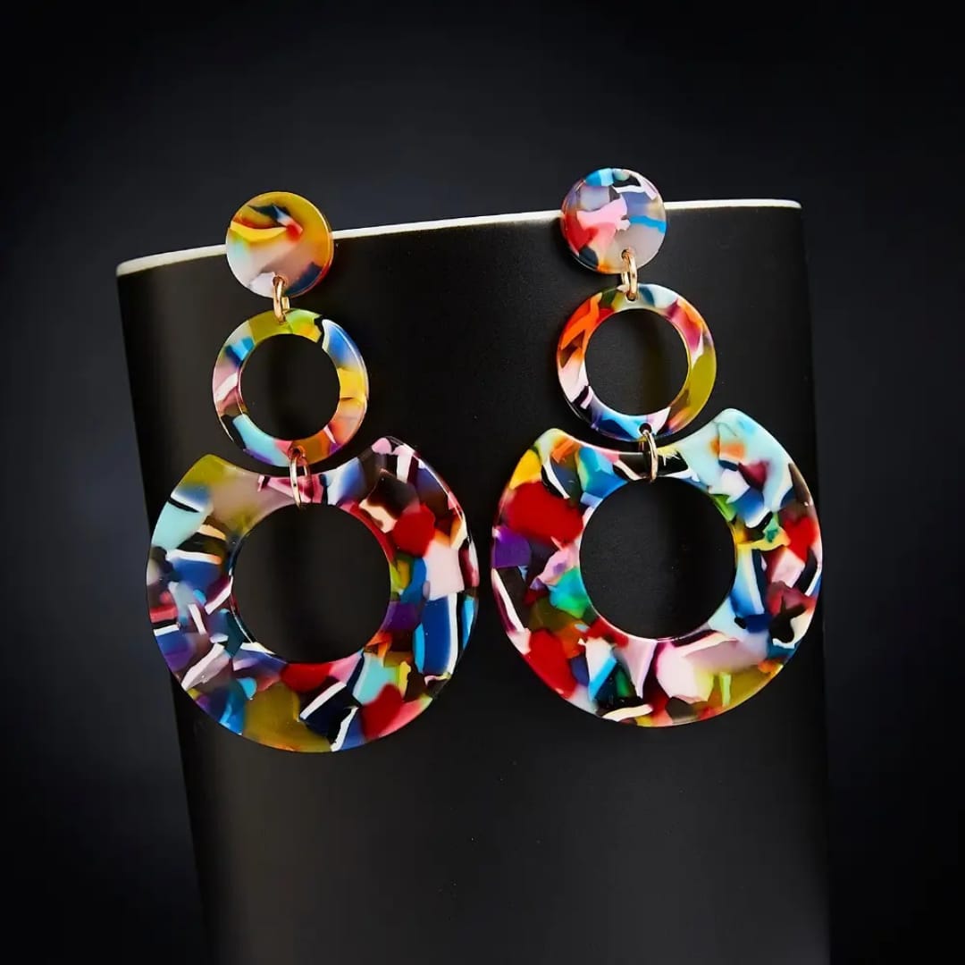 Multicolor Ring Cascade Earrings