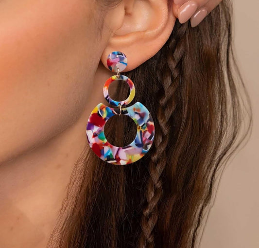 Multicolor Ring Cascade Earrings