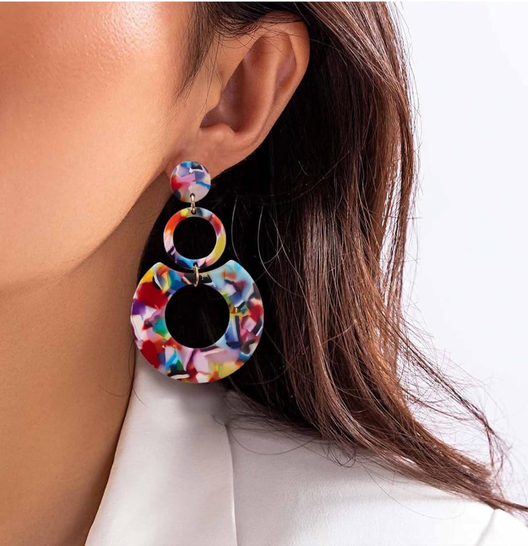 Multicolor Ring Cascade Earrings