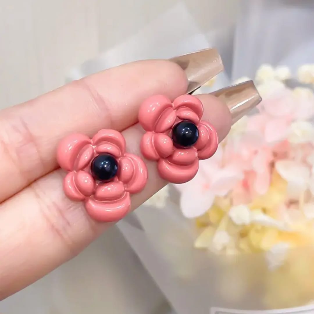 Glamour Bloom Flower Stud Earrings