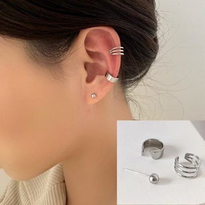 Sculptural Silver Ear Ensemble