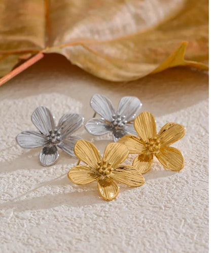 Metal Bloom Studs – Gold & Silver Earrings