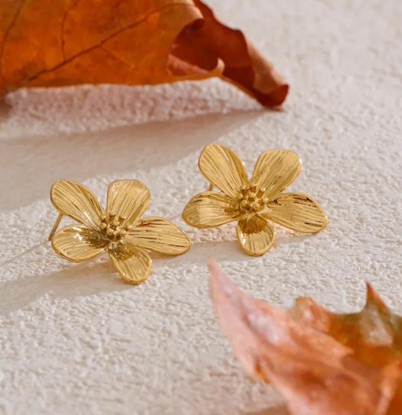 Metal Bloom Studs – Gold & Silver Earrings