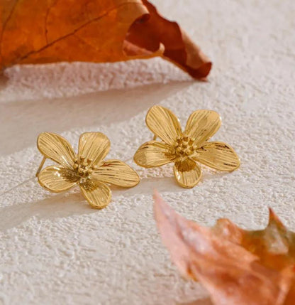 Metal Bloom Studs – Gold & Silver Earrings