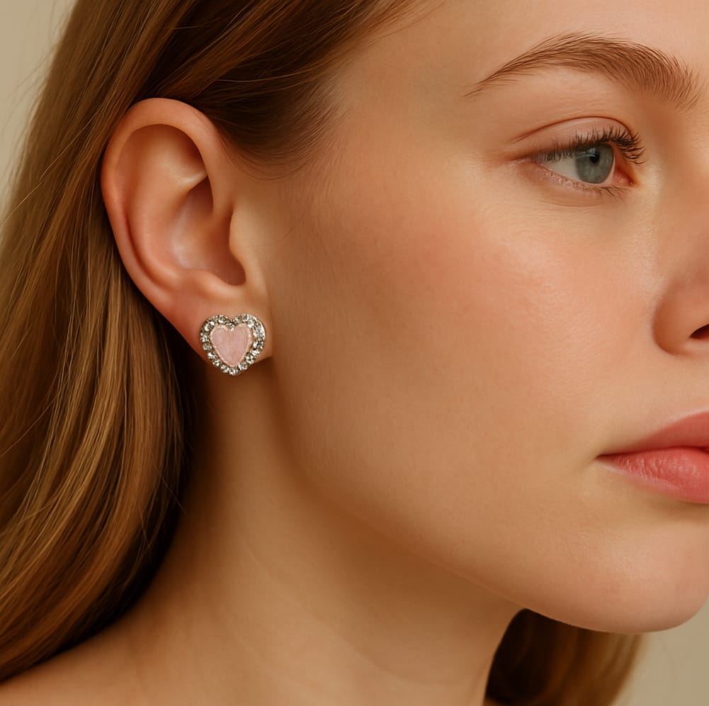Rosé Radiance Heart Earrings