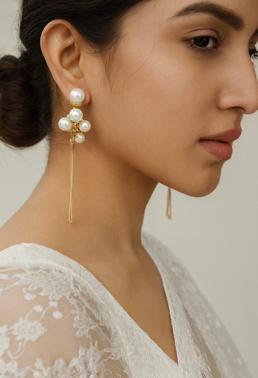 Pearl Cascade Statement Earrings