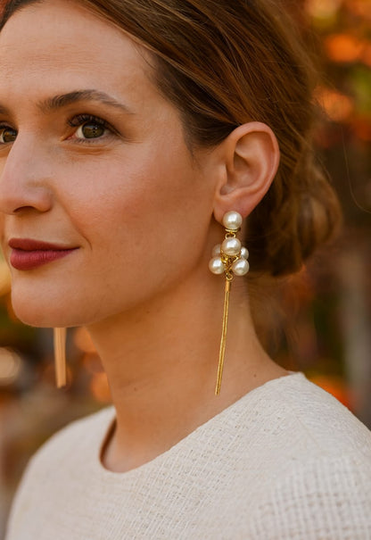 Pearl Cascade Statement Earrings