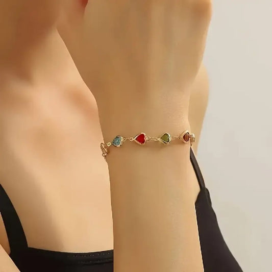 Heart Charm Gemstone Bracelet
