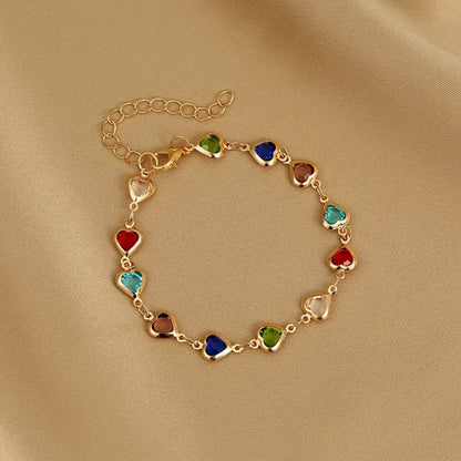Heart Charm Gemstone Bracelet