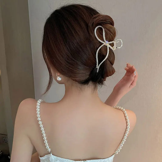Rhinestone Bow Hair Clip